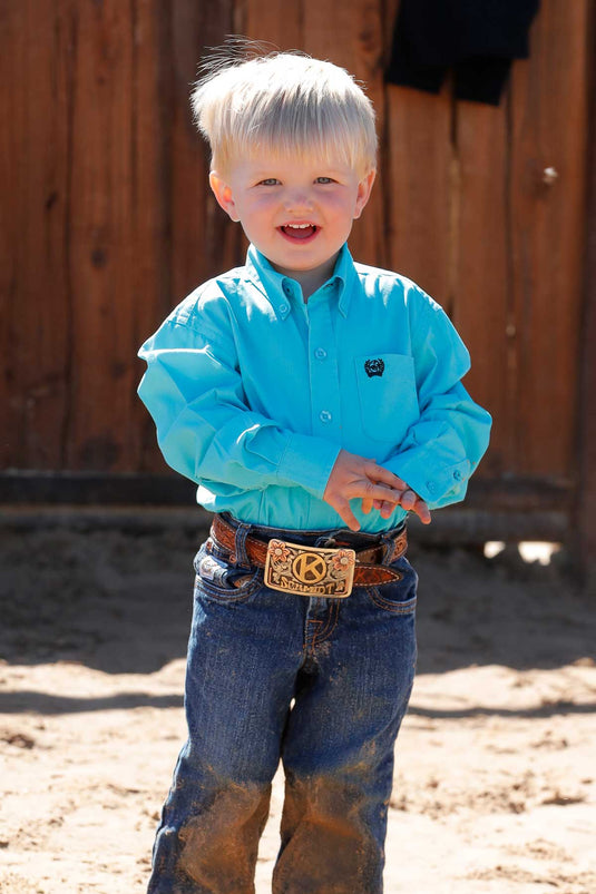 Cinch Toddler Long Sleeve Solid Shirt - Turquoise