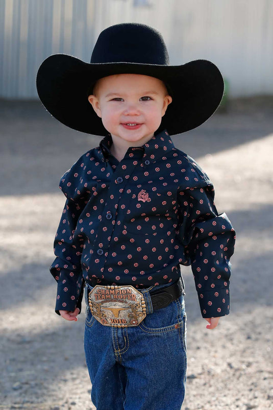 Cinch Toddler Long Sleeve Print Shirt - Navy