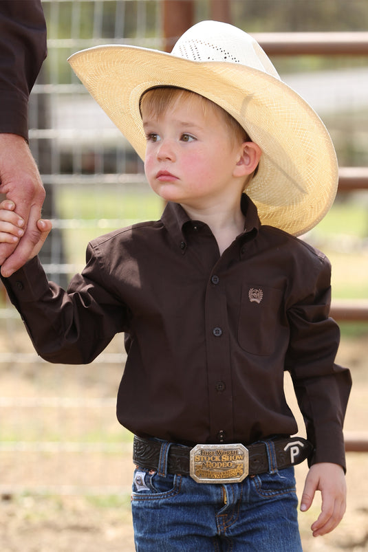 Cinch Toddler Long Sleeve Solid Shirt - Brown