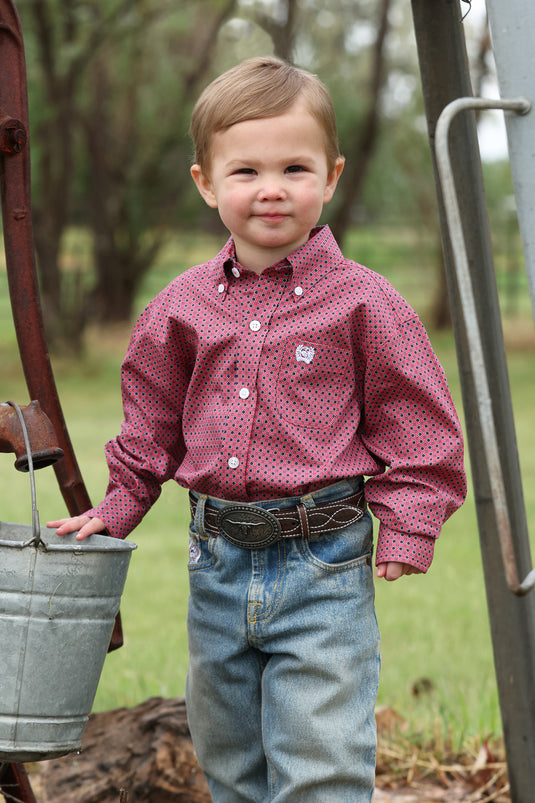 Cinch Toddler Long Sleeve Print Shirt - Pink