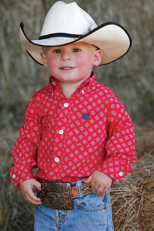 Cinch Infant Long Sleeve Print Shirt - Red