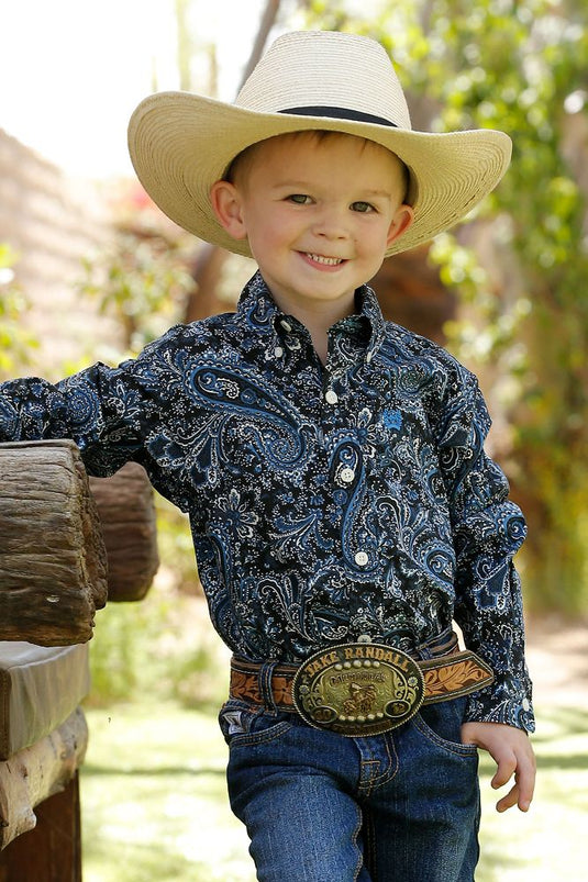 Cinch Infant Long Sleeve Paisley Shirt - Navy