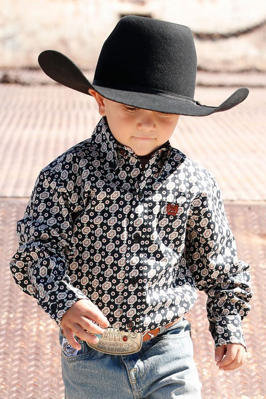 Cinch Infant Long Sleeve Print Shirt - Black