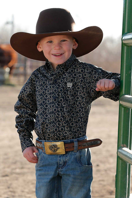 Cinch Infant Long Sleeve Rope Print Shirt - Navy