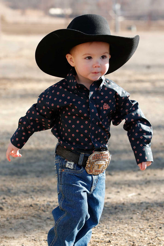 Cinch Infant Long Sleeve Print Shirt - Navy