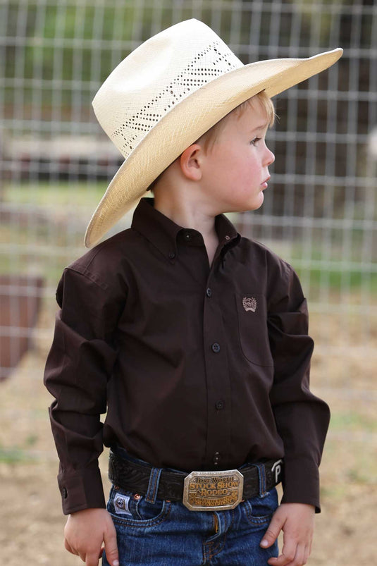 Cinch Infant Long Sleeve Solid Shirt - Brown