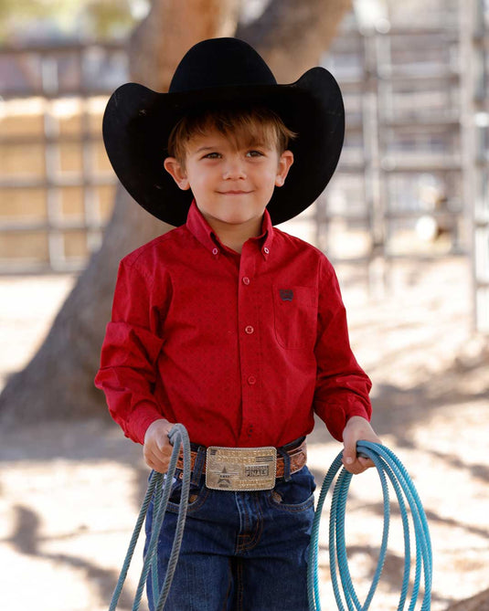 Cinch Infant Long Sleeve Medallion Print Shirt - Red
