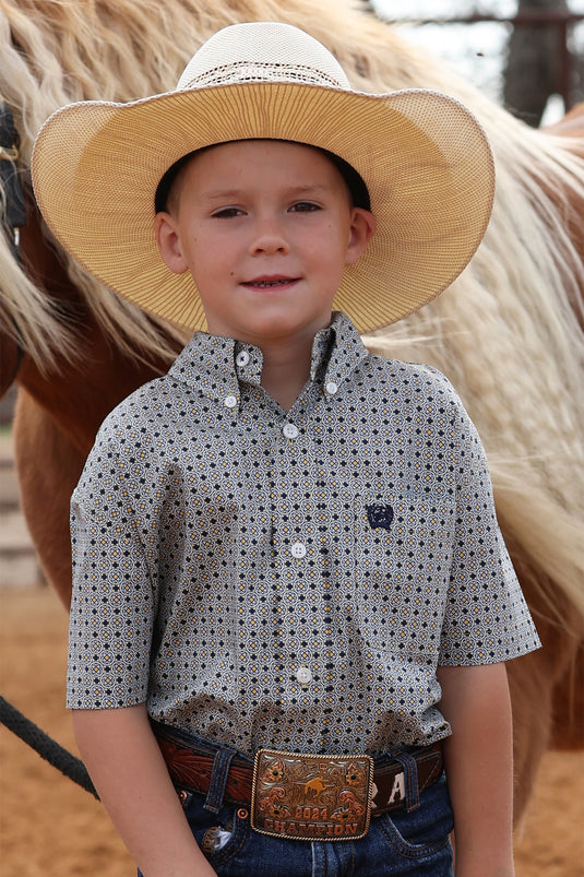 Cinch Boys Short Sleeve Geometric Print Shirt - Multi