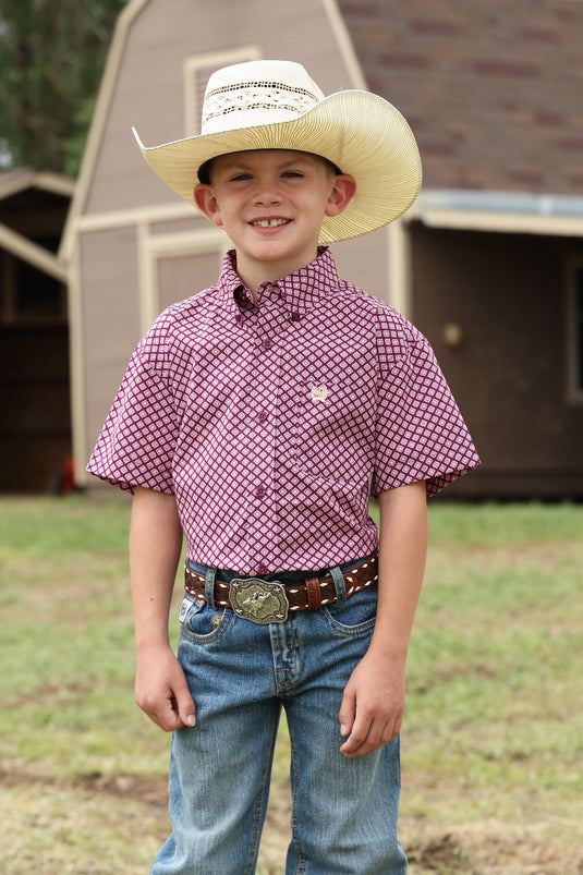 Cinch Boys Short Sleeve Print Shirt - Purple