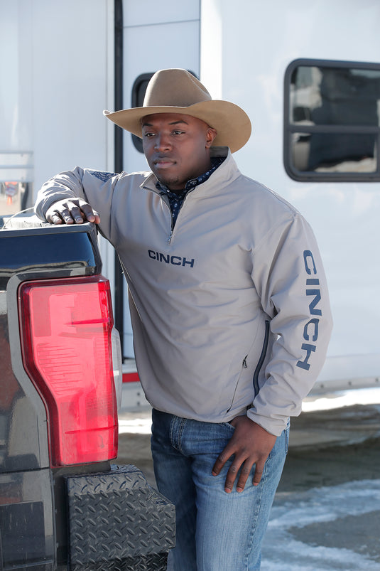 Cinch Mens 1/4 Zip & Side Zip Windbreaker Pullover - Gray