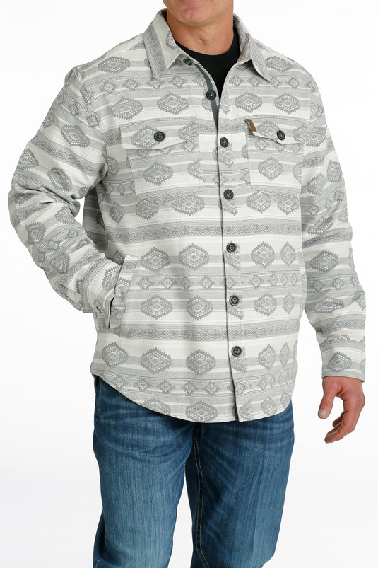 Cinch Mens Jacquard Shirt Jacket - White/Gray