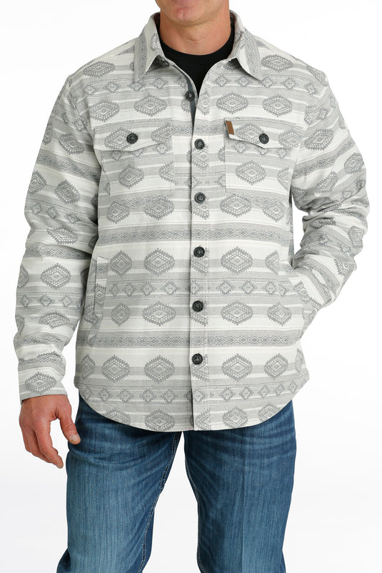 Cinch Mens Jacquard Shirt Jacket - White/Gray
