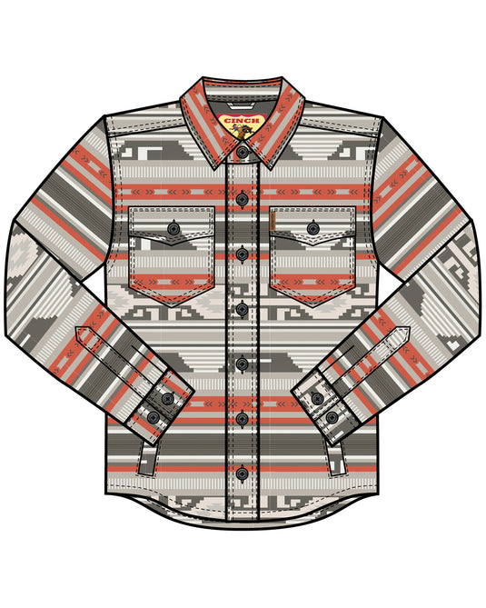 Cinch Mens Jacquard Shirt Jacket - Gray