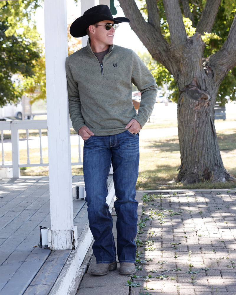 Load image into Gallery viewer, Cinch Mens 1/4 Zip Sweater Knit Pullover - Olive
