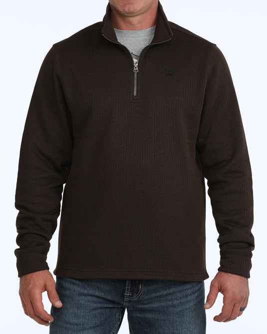 Cinch Mens 1/4 Zip Sweater Knit Pullover - Brown