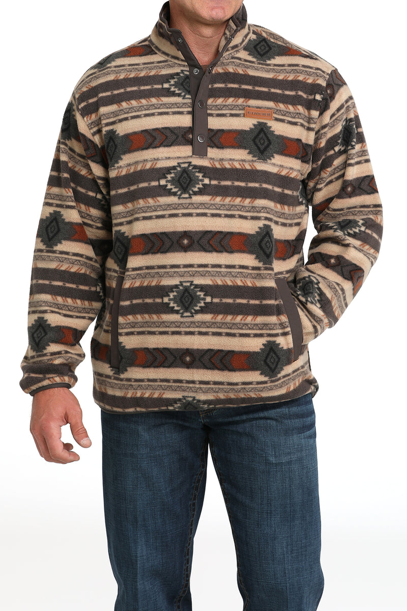 Load image into Gallery viewer, Cinch Mens Polar Fleece Aztec Print Pullover - Brown
