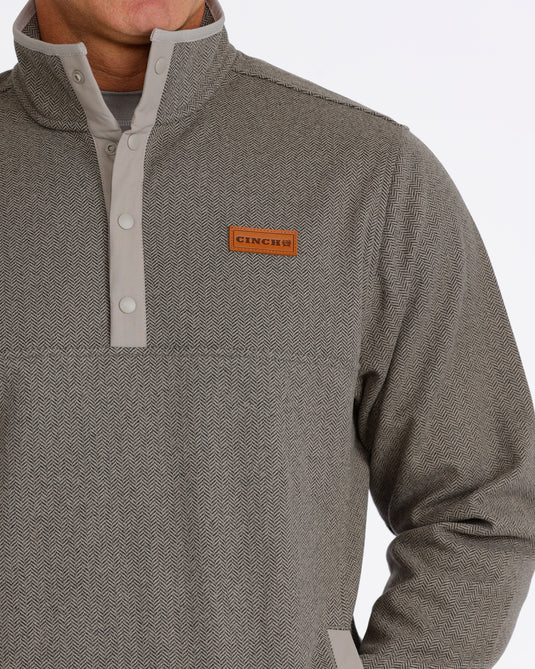 Cinch Mens 1/4 Snap Sweater Knit Pullover - Gray