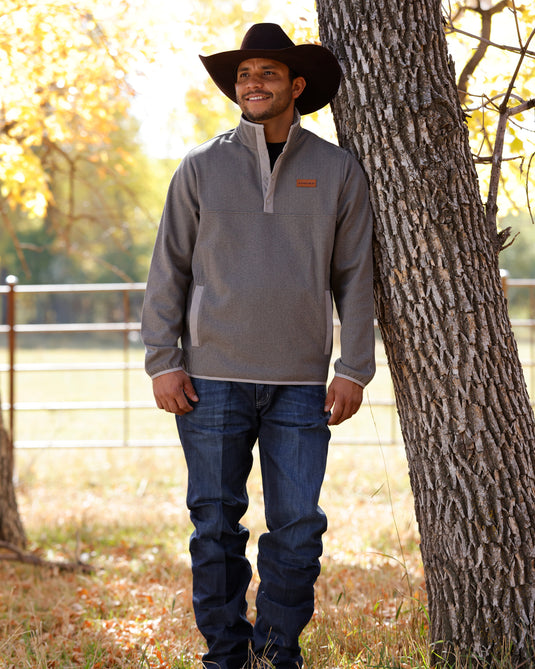 Cinch Mens 1/4 Snap Sweater Knit Pullover - Gray