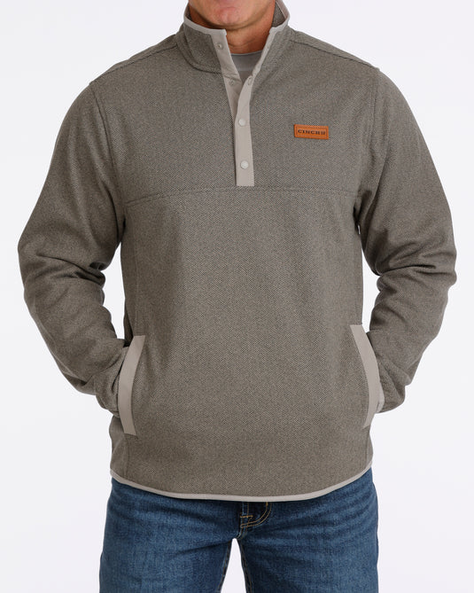 Cinch Mens 1/4 Snap Sweater Knit Pullover - Gray