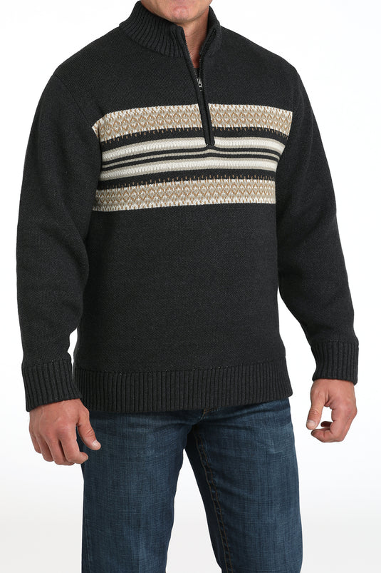 Cinch Mens 1/4 Zip Sweater Pullover - Charcoal