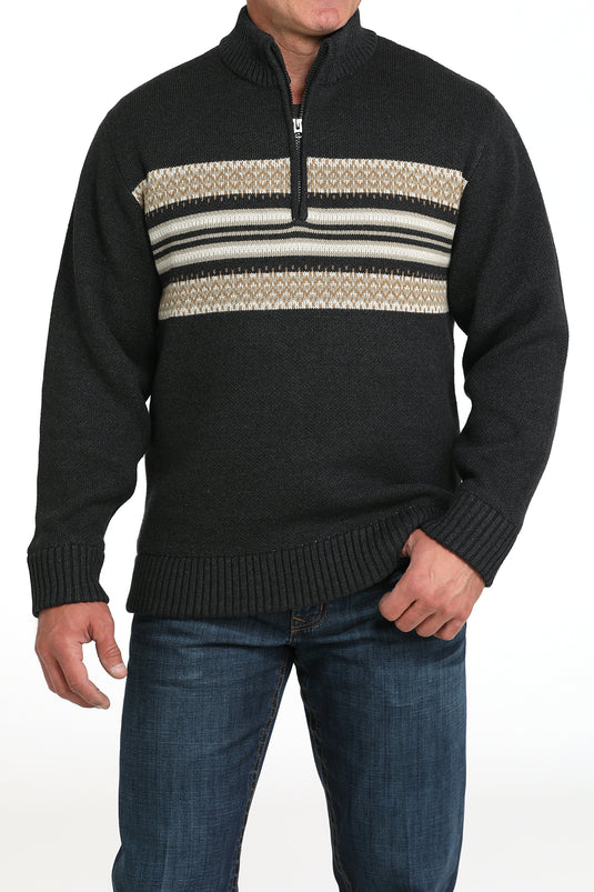 Cinch Mens 1/4 Zip Sweater Pullover - Charcoal