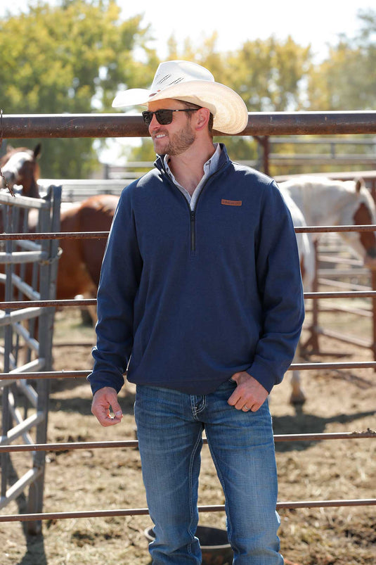 Cinch Mens 1/2 Zip Sweater Pullover - Navy