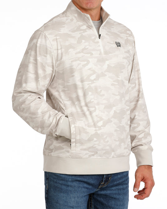 Cinch Mens 1/4 Zip Camo Print Pullover - Gray