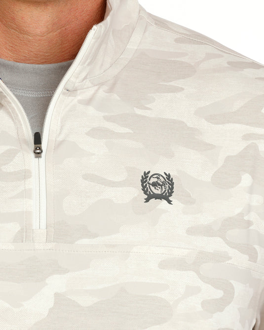 Cinch Mens 1/4 Zip Camo Print Pullover - Gray