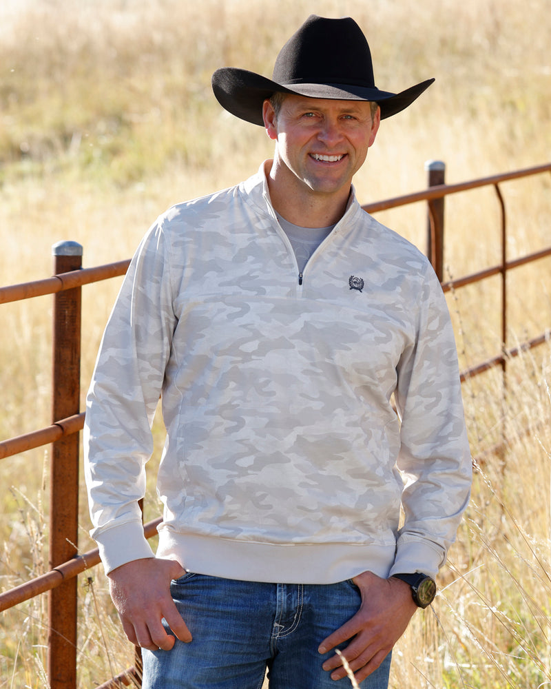 Load image into Gallery viewer, Cinch Mens 1/4 Zip Camo Print Pullover - Gray
