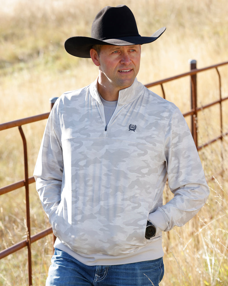 Load image into Gallery viewer, Cinch Mens 1/4 Zip Camo Print Pullover - Gray
