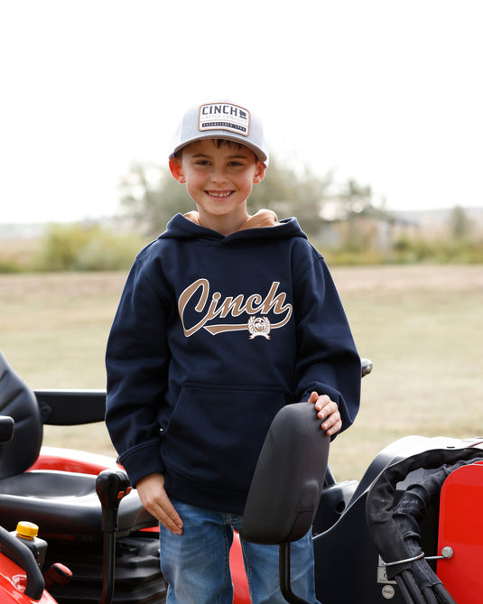 Cinch Boy's Polar Fleece Print Pullover - Navy