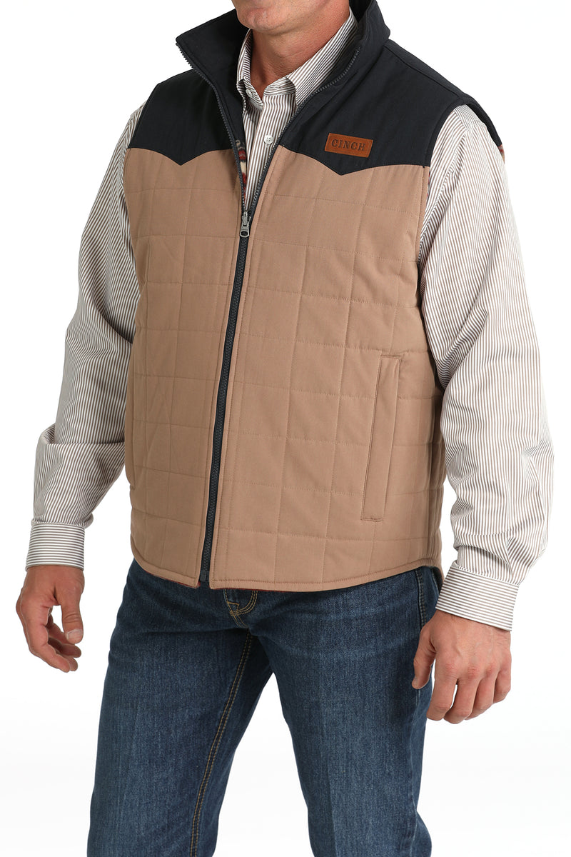 Load image into Gallery viewer, Cinch Men's Reversible Color Blocked Polyfill Quilted Vest - Khaki
