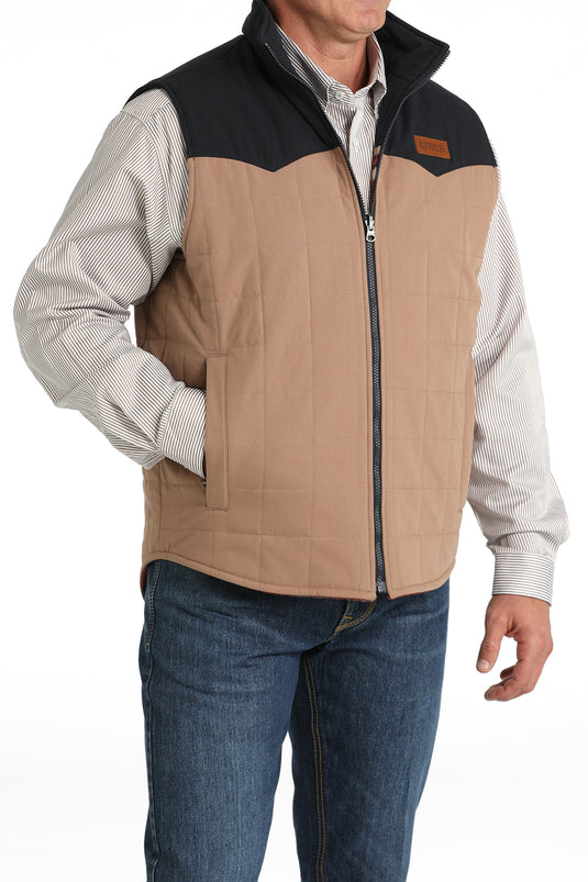 Cinch Men's Reversible Color Blocked Polyfill Quilted Vest - Khaki