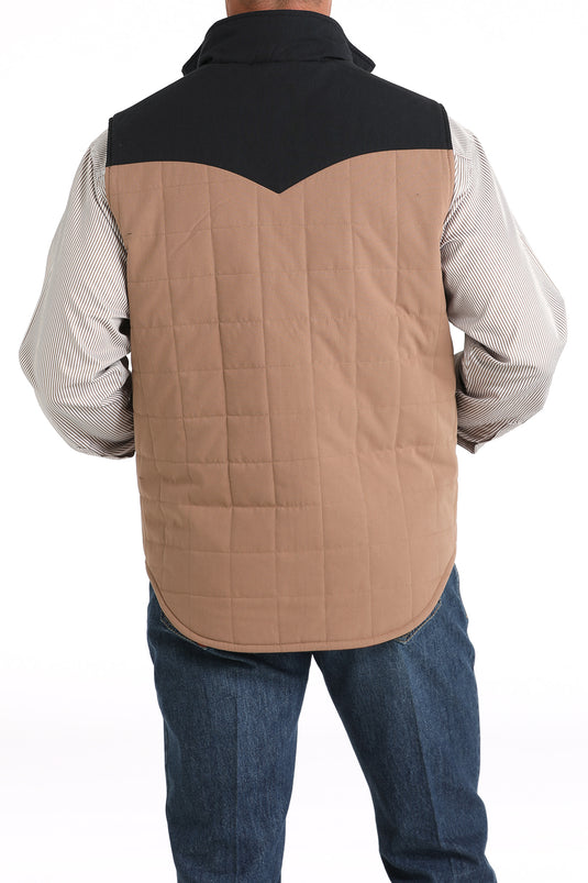 Cinch Men's Reversible Color Blocked Polyfill Quilted Vest - Khaki