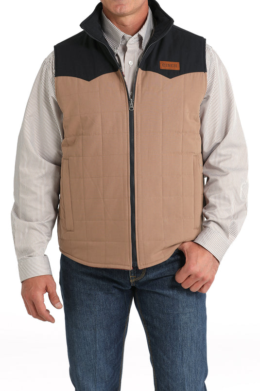 Cinch Men's Reversible Color Blocked Polyfill Quilted Vest - Khaki