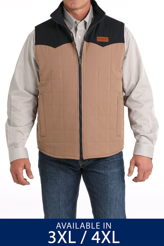 Cinch Men's Reversible Color Blocked Polyfill Quilted Vest - Khaki
