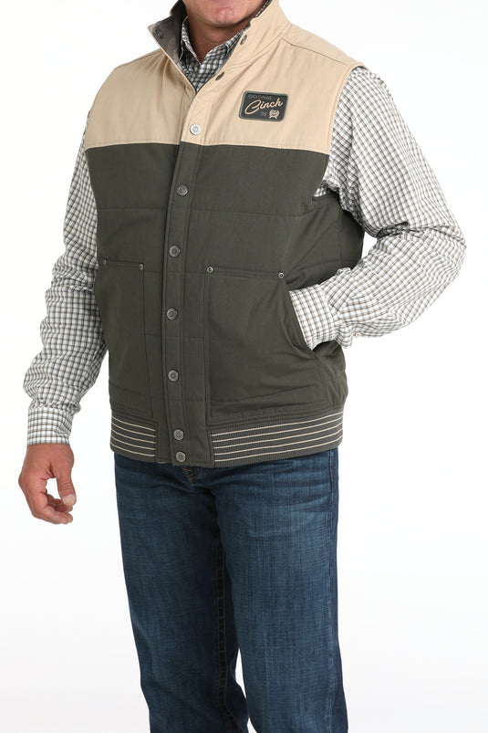 Cinch Men's Reversible Polyfill Quilted Vest - Olive/Cream