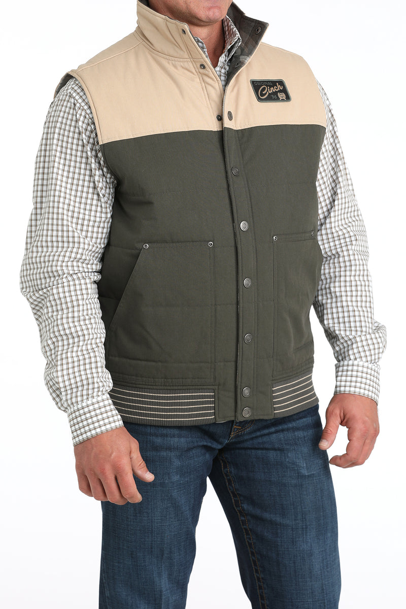Load image into Gallery viewer, Cinch Men's Reversible Polyfill Quilted Vest - Olive/Cream
