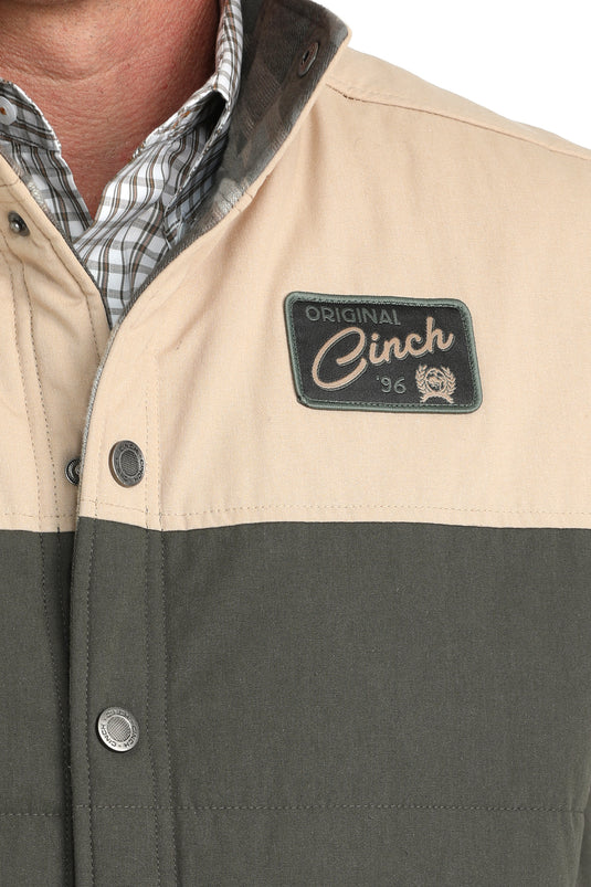 Cinch Men's Reversible Polyfill Quilted Vest - Olive/Cream