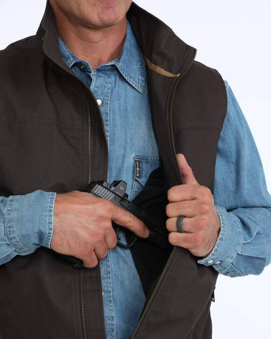 Cinch Men's Concealed Carry Canvas Vest - Brown