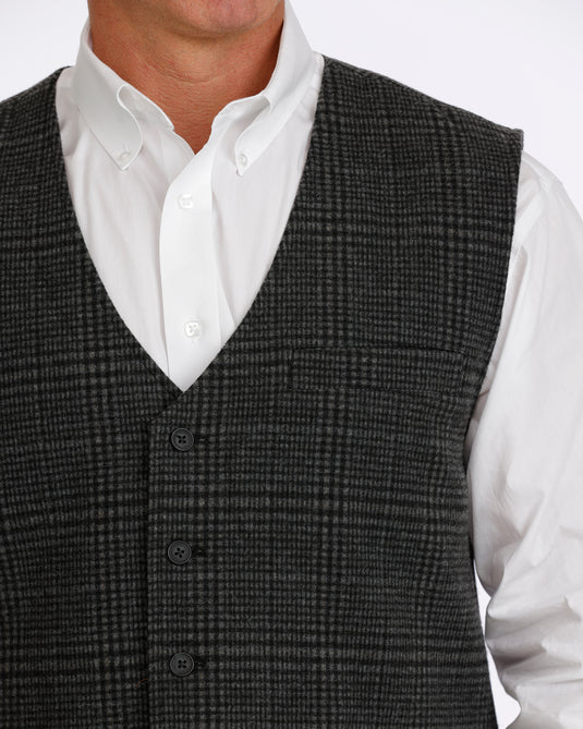 Cinch Men's Plaid Vest - Charcoal