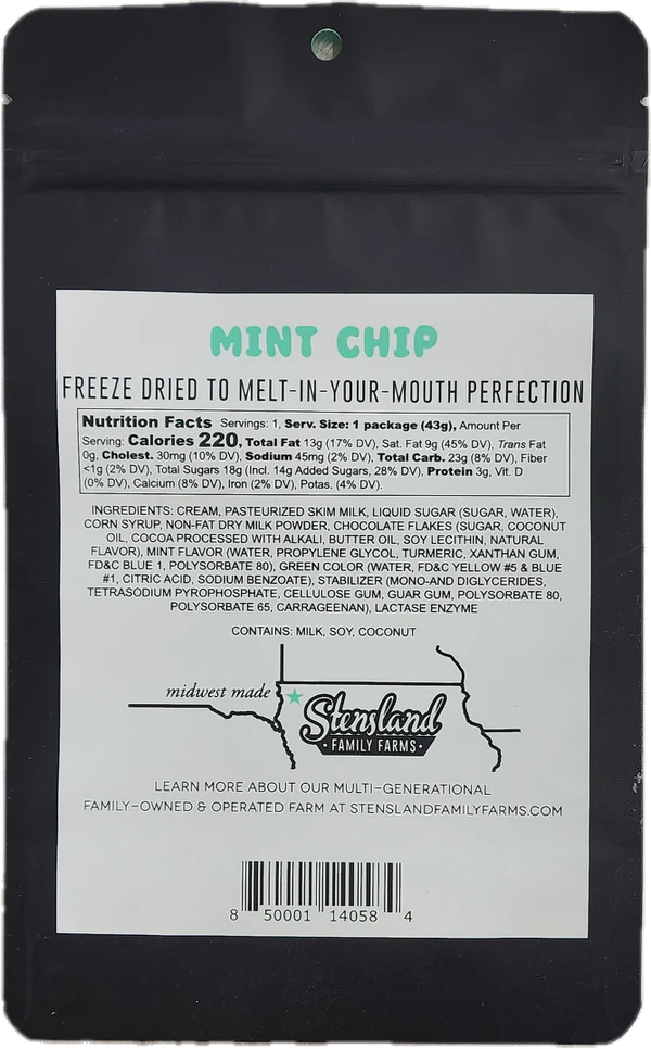 Load image into Gallery viewer, Stensland Family Farms Freeze-Dried Mint Chip Chocolate Chip Cream - 1.5 oz
