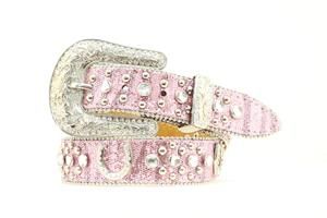 Nocona 1-1/4" Girls Fashion Horseshoe Belt - Pink