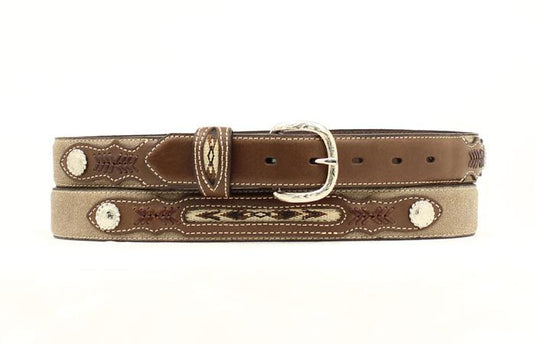 Nocona 1-1/4" Southwestern Fabric Inset Belt - Brown