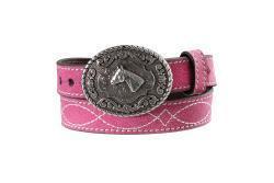 Nocona 3/4" Infant Girls Boot Stitch Roughout Belt - Hot Pink