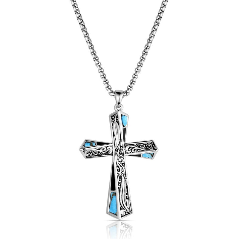 Load image into Gallery viewer, Montana Silversmith's Still Waters Turquosie Cross Necklace
