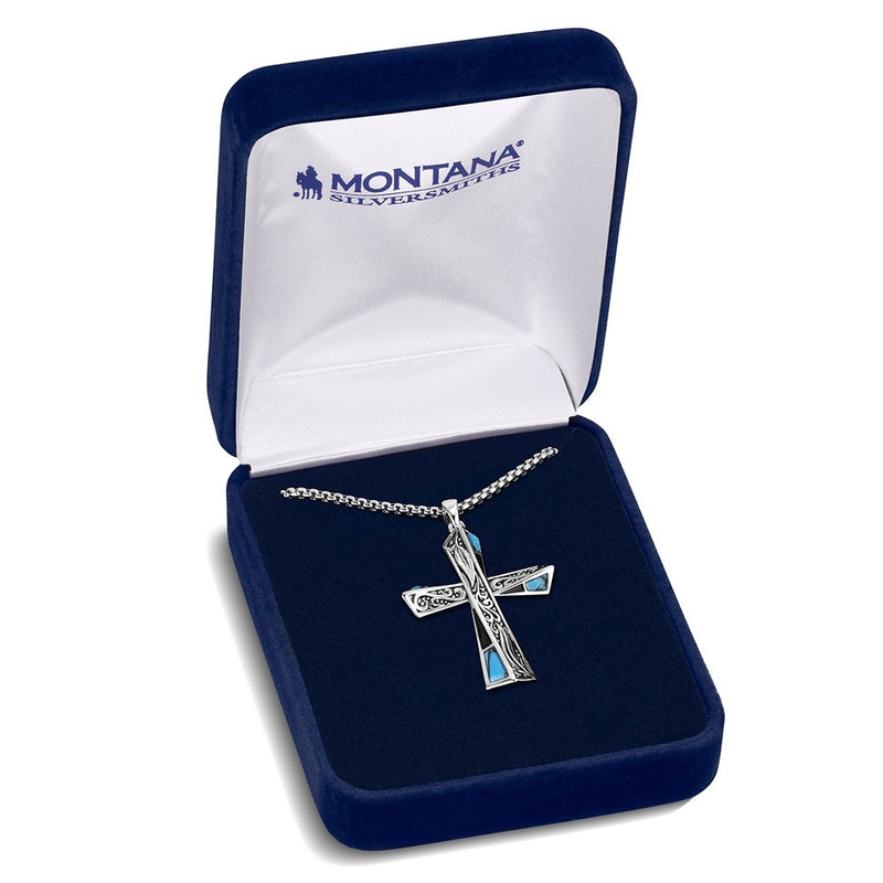 Load image into Gallery viewer, Montana Silversmith's Still Waters Turquosie Cross Necklace

