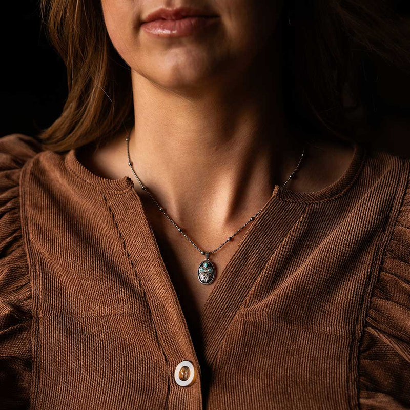 Load image into Gallery viewer, Montana Silversmith's Boot Stitch Turquoise Necklace
