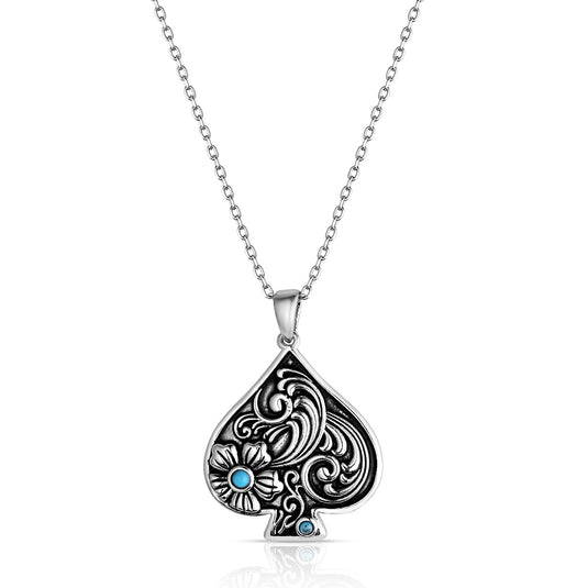Montana Silversmith's Filigree Fortune Spade Turquoise Necklace