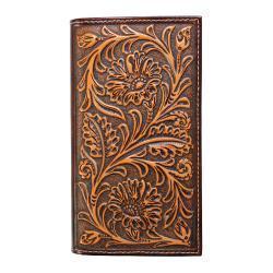 Nocona Floral Embossed Rodeo Wallet / Checkbook Cover- Brown